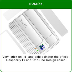 ROSkins Vinyl stick on lid -and-side skinsfor the official Raspberry Pi and OneNine Design cases