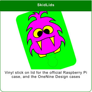 SkidLids Vinyl stick on lid for the official Raspberry Pi case, and the OneNine Design cases